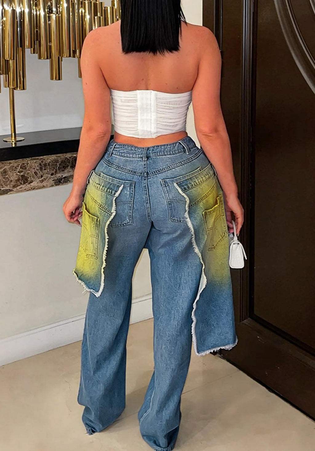 LKOUS Women's Ripped Baggy Jeans High Waist Wide Leg Patchwork Streetwear | Distressed, cutout, Y2K, hip hop, stretchy, soft, pocket, casual, concert, vintage. Machine wash