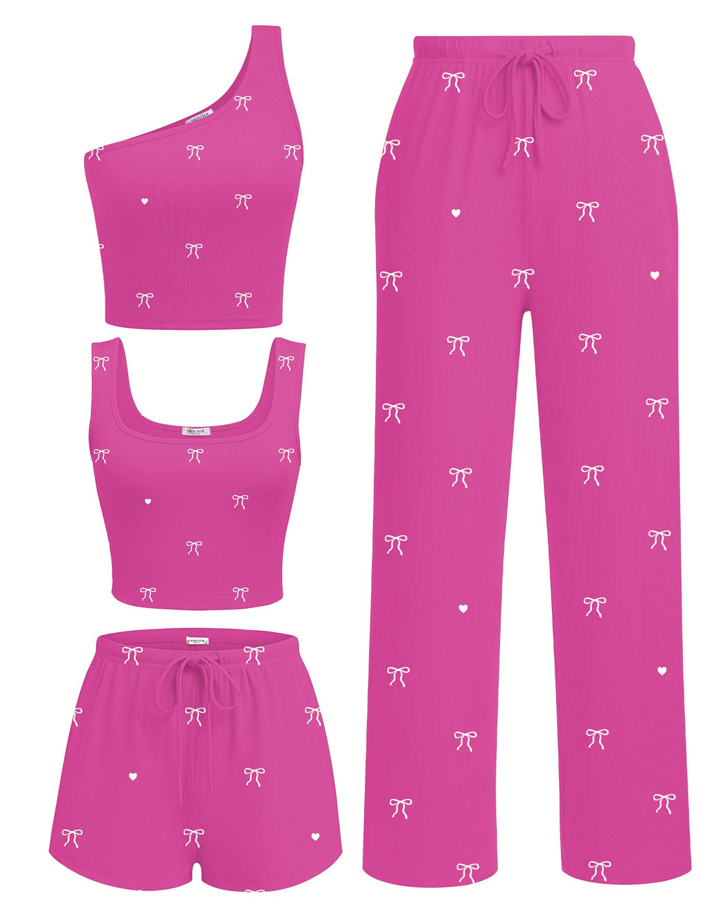 Ekouaer 4 Piece Sets for Women Casual Lounge Sets Summer Vacation Outfits | Knit Fabric,Soft and Comfortable, Tank Top and Long/Short Pant with Pockets, for Leisure,Summer Beach Vacation Day.