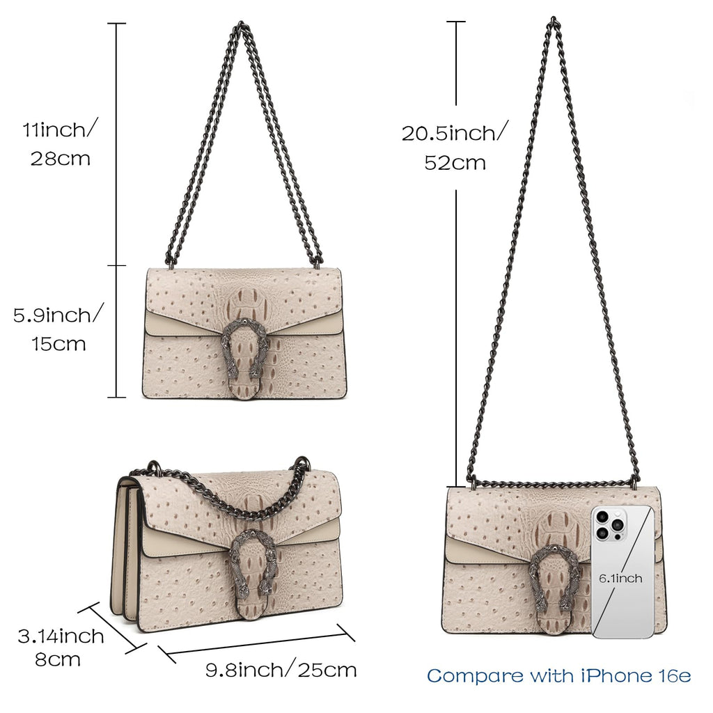 MYHOZEE Crossbody Bags for Women - Snake Printed Clutch Purses Leather Chain Shoulder Bags Evening Handbags