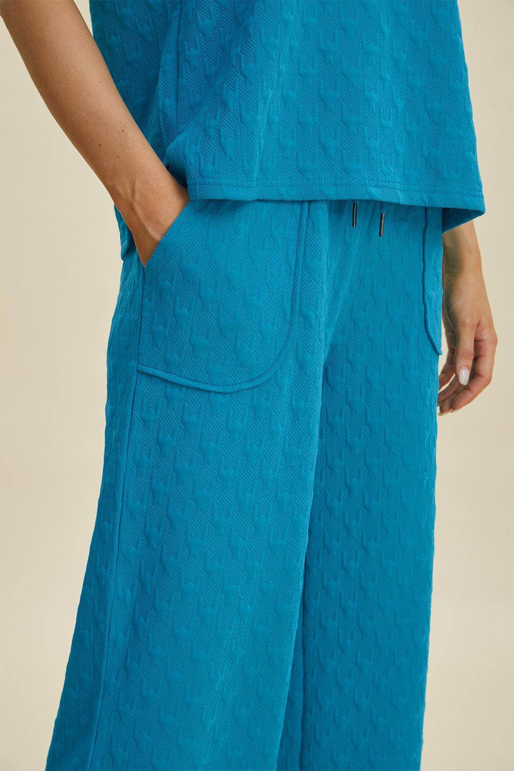 Double Take Full Size Texture Hoodie and Pants Set