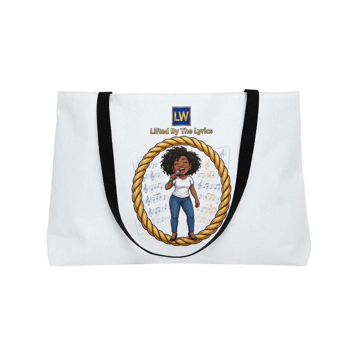 Weekender Tote Singing Lady Bag — Empowered Black Woman Illustration Travel Tote