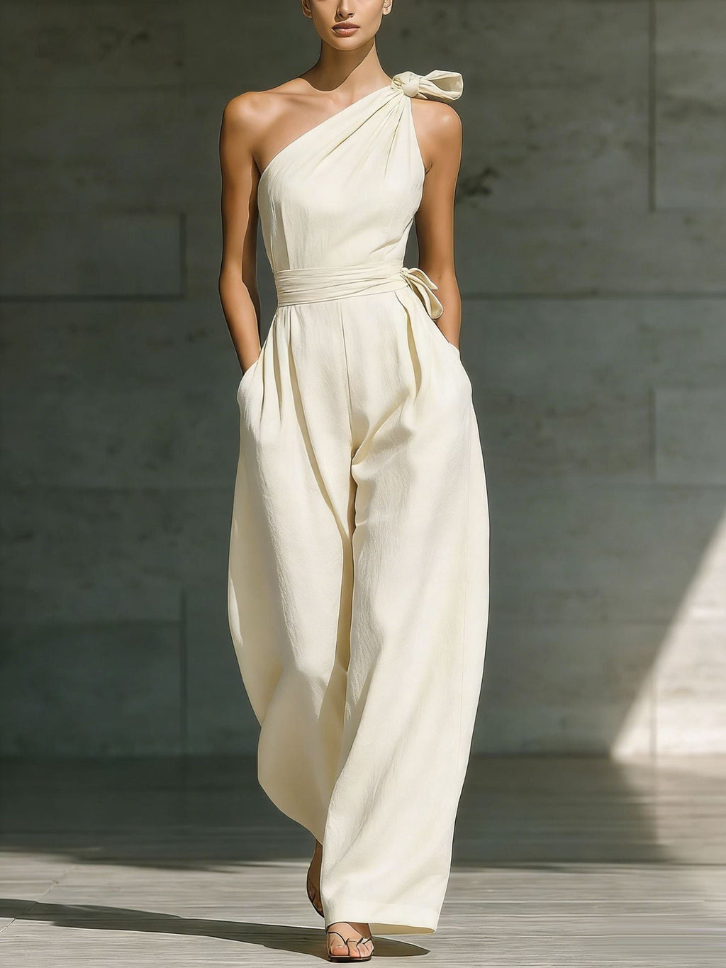 Women's Sleeveless Halter Neck Cinched Waist Slim Jumpsuit – 6 Colors S–2XL