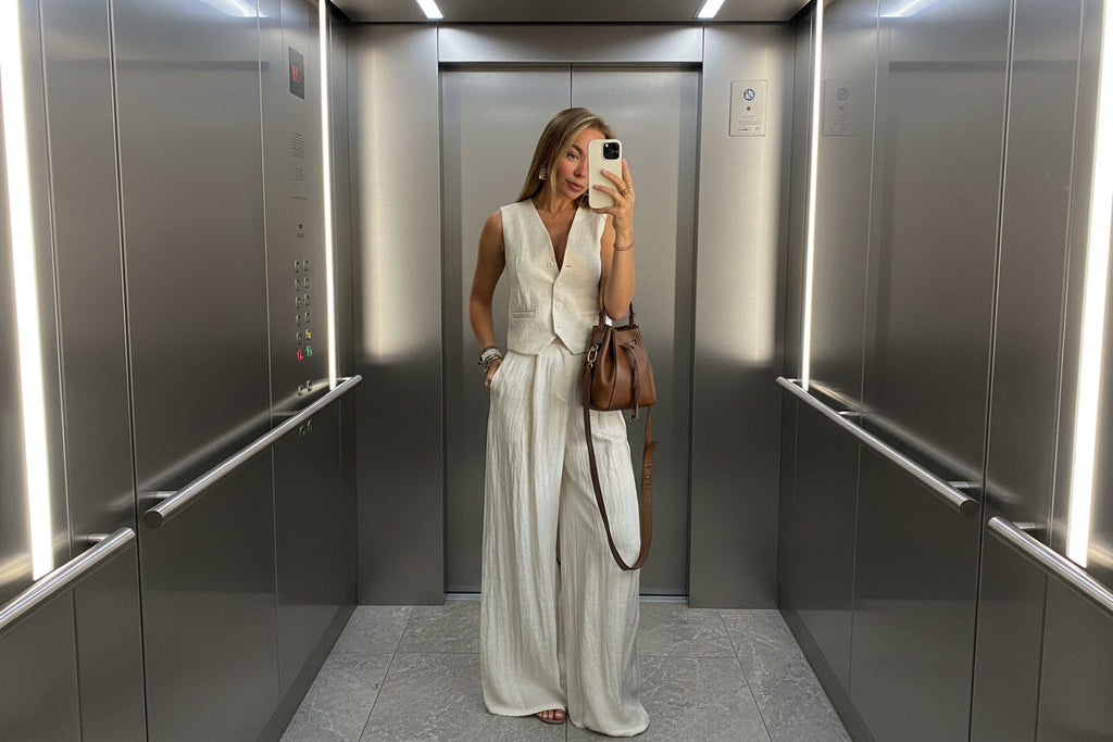 Women’s Vest Top & High Waist Wide Leg Pants Two Piece Set