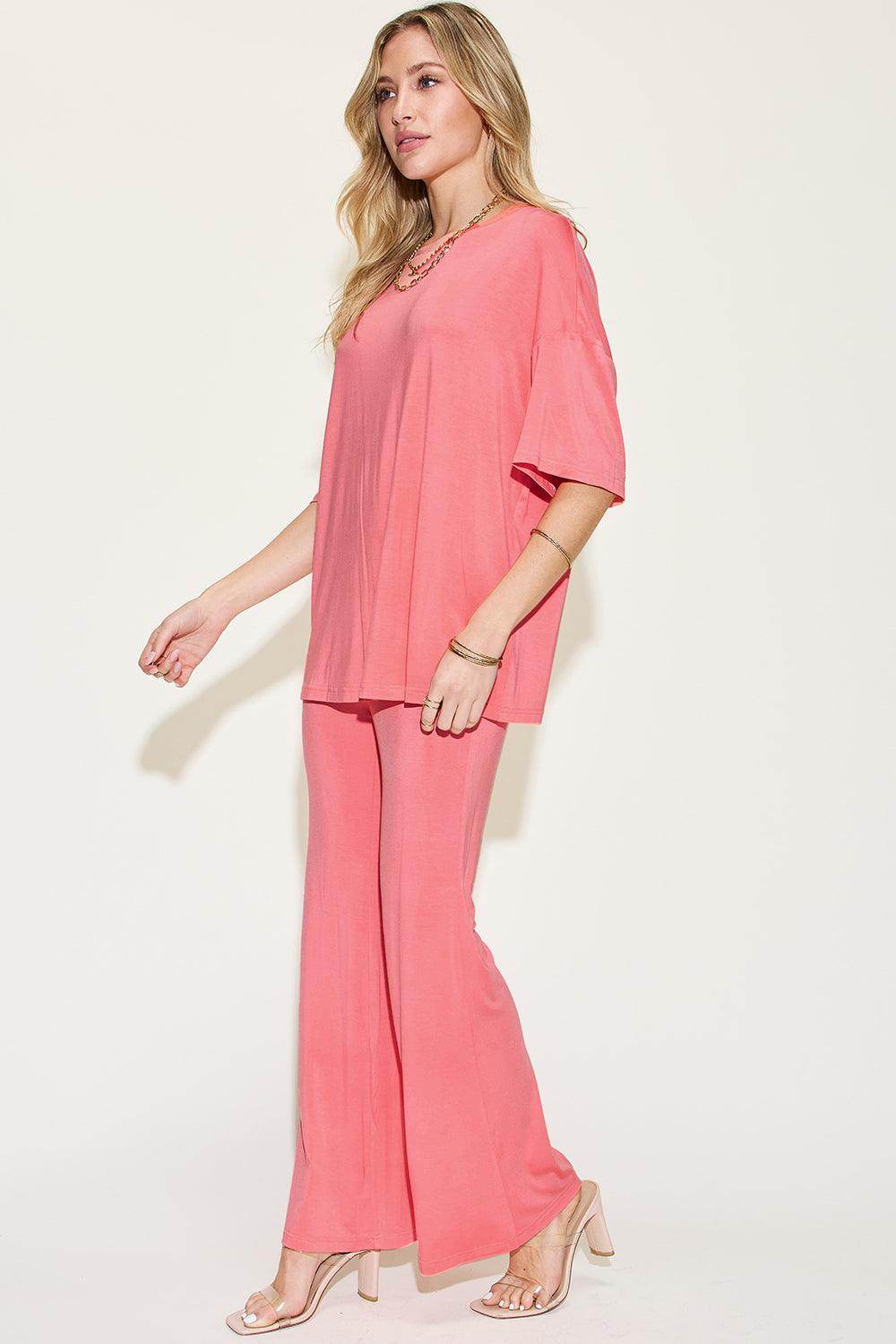 Basic Bae Full Size Bamboo Drop Shoulder T-Shirt Set
