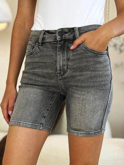 Judy Blue Full Size High Waist Washed Denim Shorts for Women