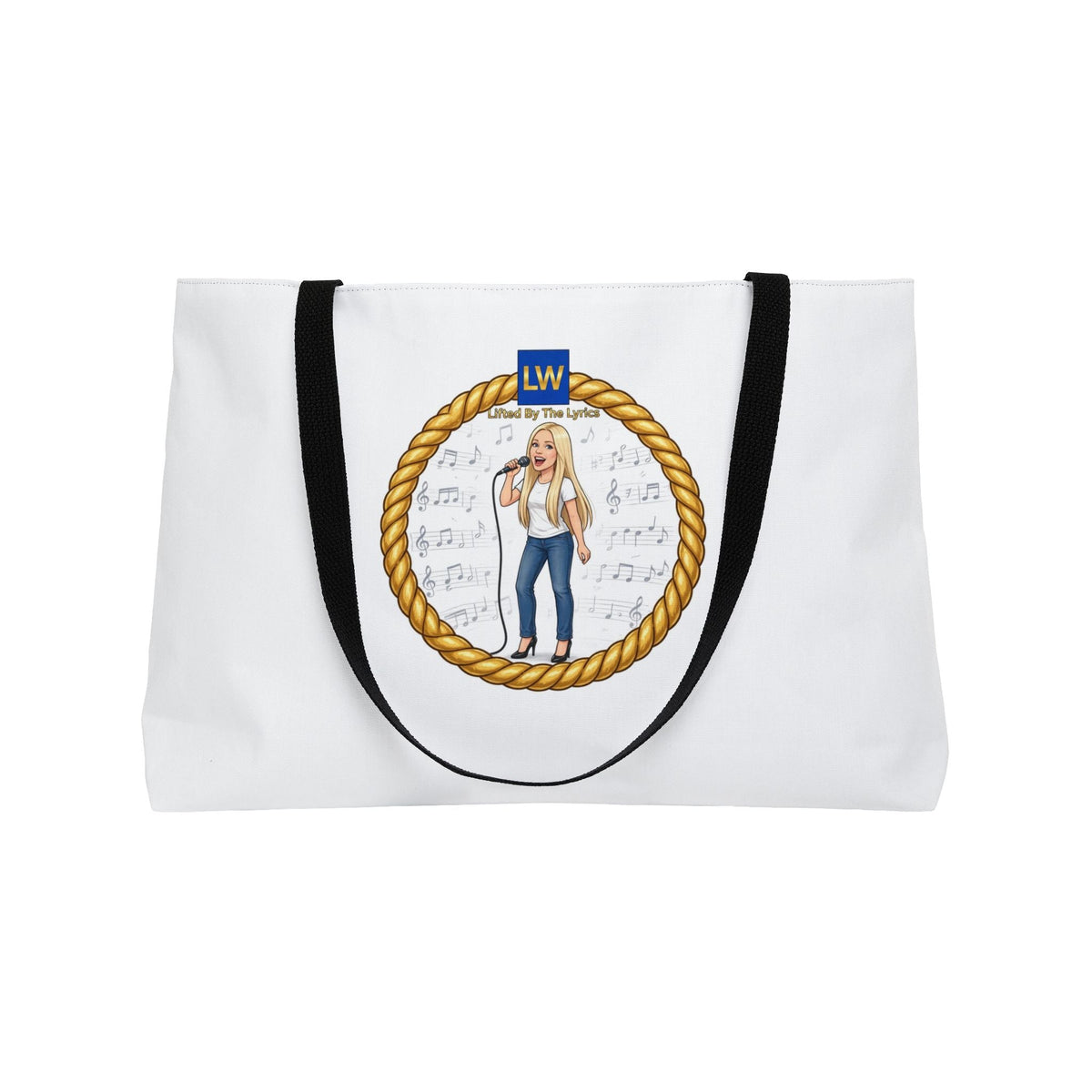 Singing Woman Weekender Tote Bag — Nautical Blonde Music Lover Tote (LW Monogram)