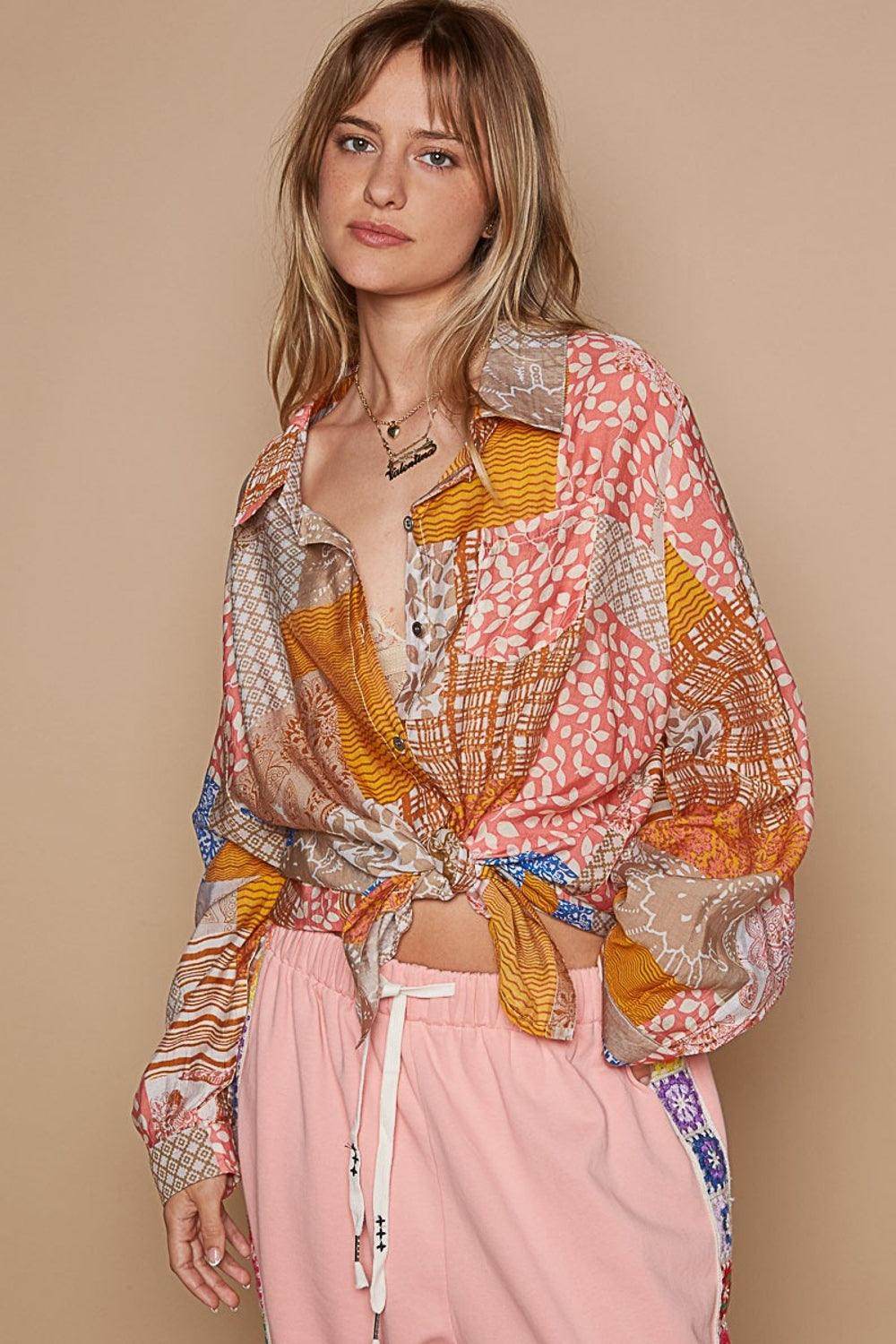 POL Button-Down Long Sleeve Printed Shirt for Every Occasion