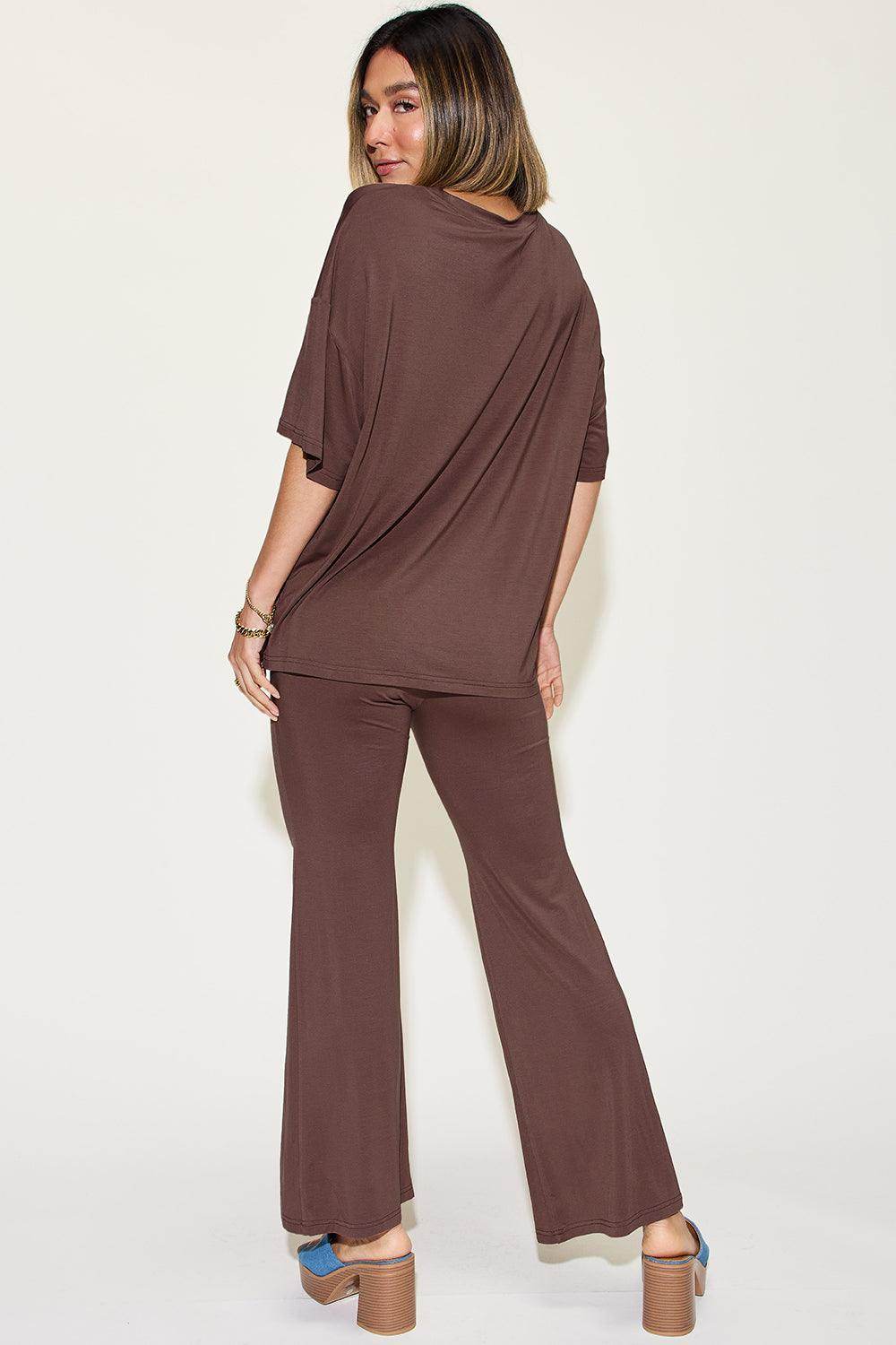 Basic Bae Full Size Bamboo Drop Shoulder T-Shirt Set