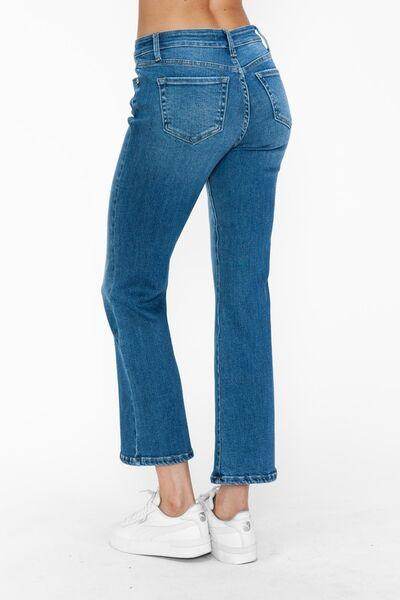 Bytos Full Size Cat's Whiskers Mid Rise Ankle Jeans For Women