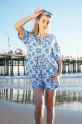 VERY J Full Size Tropical Printed Shirt Top and Shorts Set Plus Size