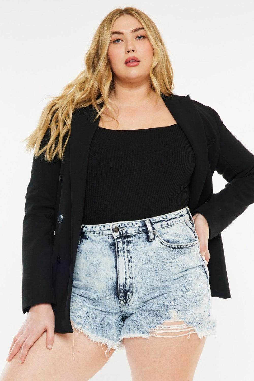 Kancan Full Size Distressed High Waist Denim Shorts for Women