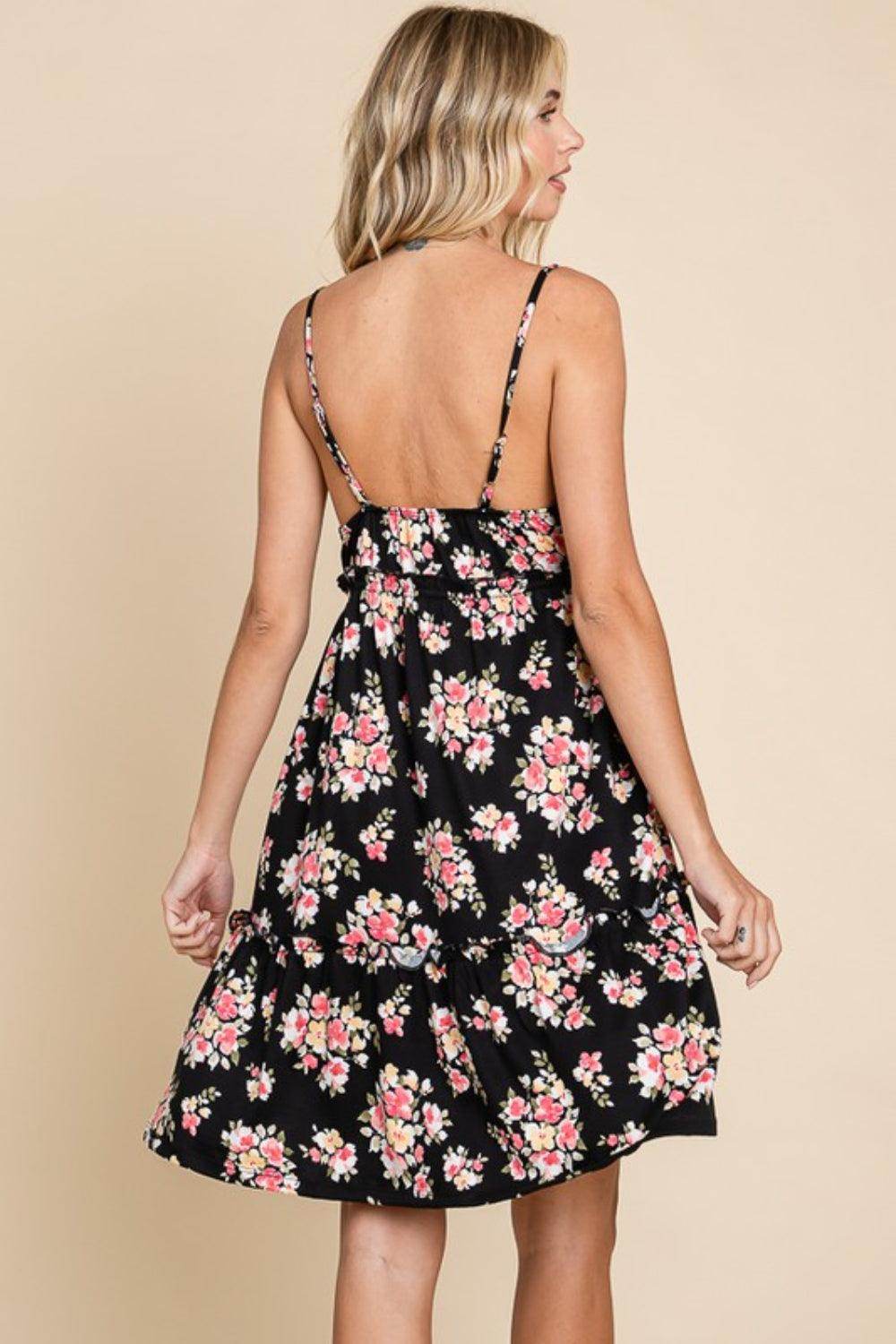 Culture Code Full Size Floral Frill Cami Dress Women