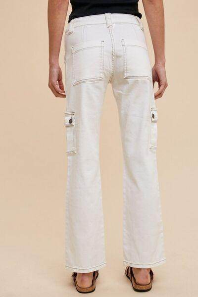 Annie Wear Straight Leg Jeans with Cargo Pockets for Women