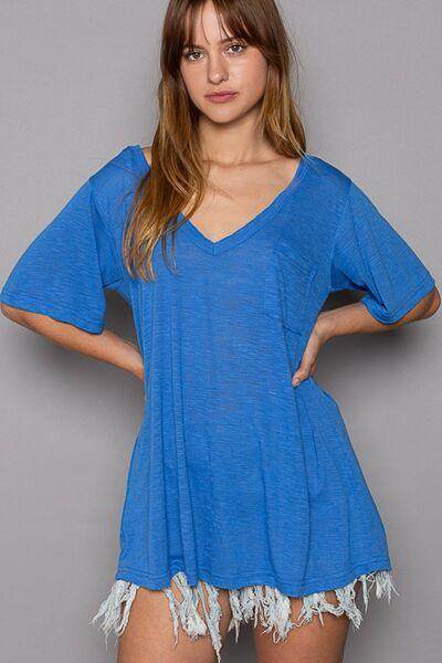 POL V-Neck Short Sleeve T-Shirt with Chest Pocket