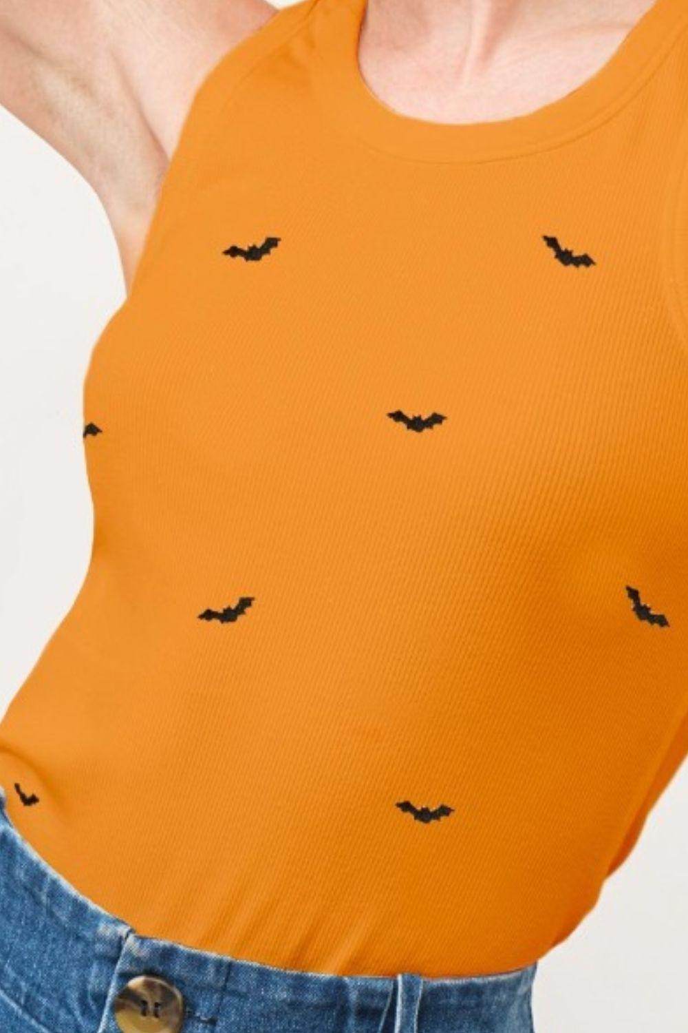 And The Why Bat Embroidered Ribbed Tank for Women