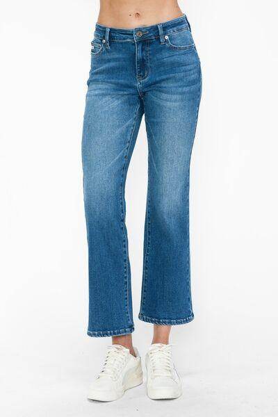 Bytos Full Size Cat's Whiskers Mid Rise Ankle Jeans For Women