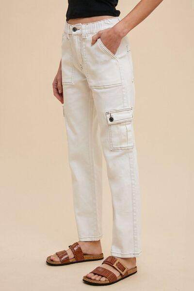 Annie Wear Straight Leg Jeans with Cargo Pockets for Women