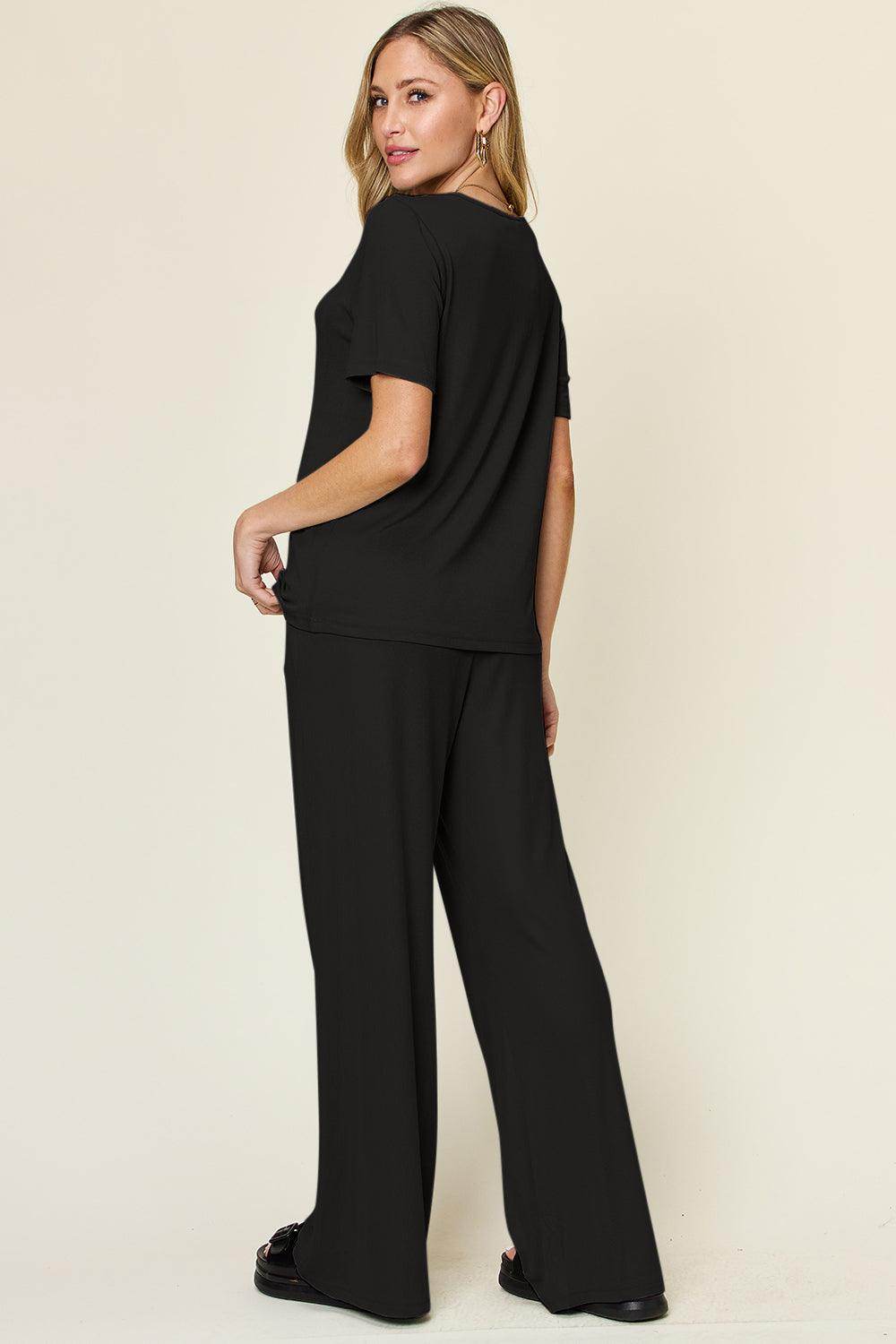 Double Take Full Size Round Neck Short Sleeve T-Shirt Set