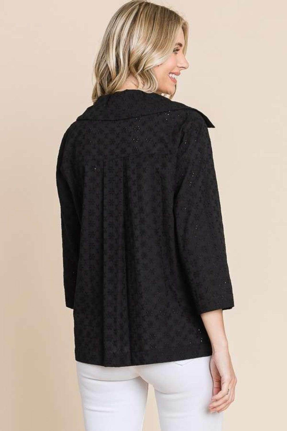 Culture Code Double Breasted Eyelet Jacket With Pockets