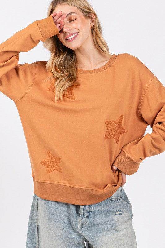 SAGE + FIG Star Patch Long Sleeve Sweatshirt for Women
