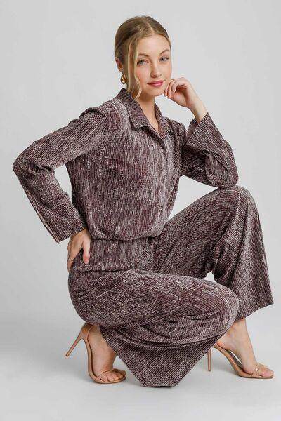 Umgee Side Slit Texture Button Up Shirt for Stylish Looks