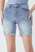RISEN High Rise Distressed Denim Shorts for Women