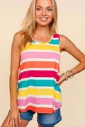 Haptics Round Neck Striped Knit Tank for Effortless Style