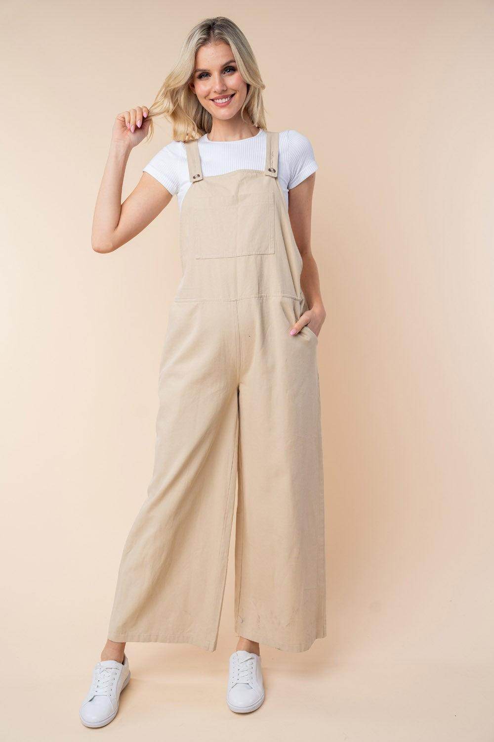 White Birch Sleeveless Wide Leg Jumpsuit for Women