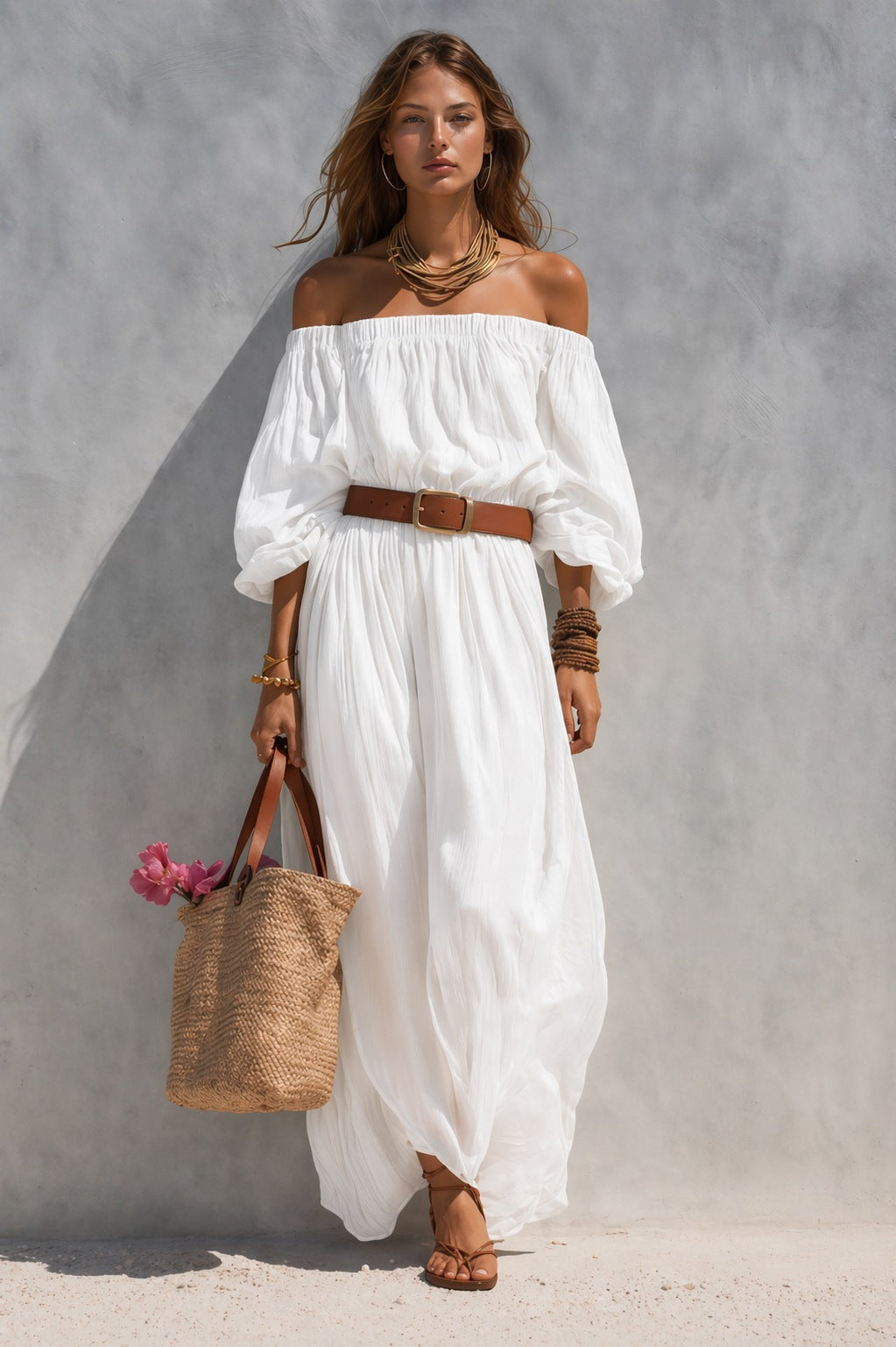 Women's Boat-Neck Sleeveless Maxi Dress
