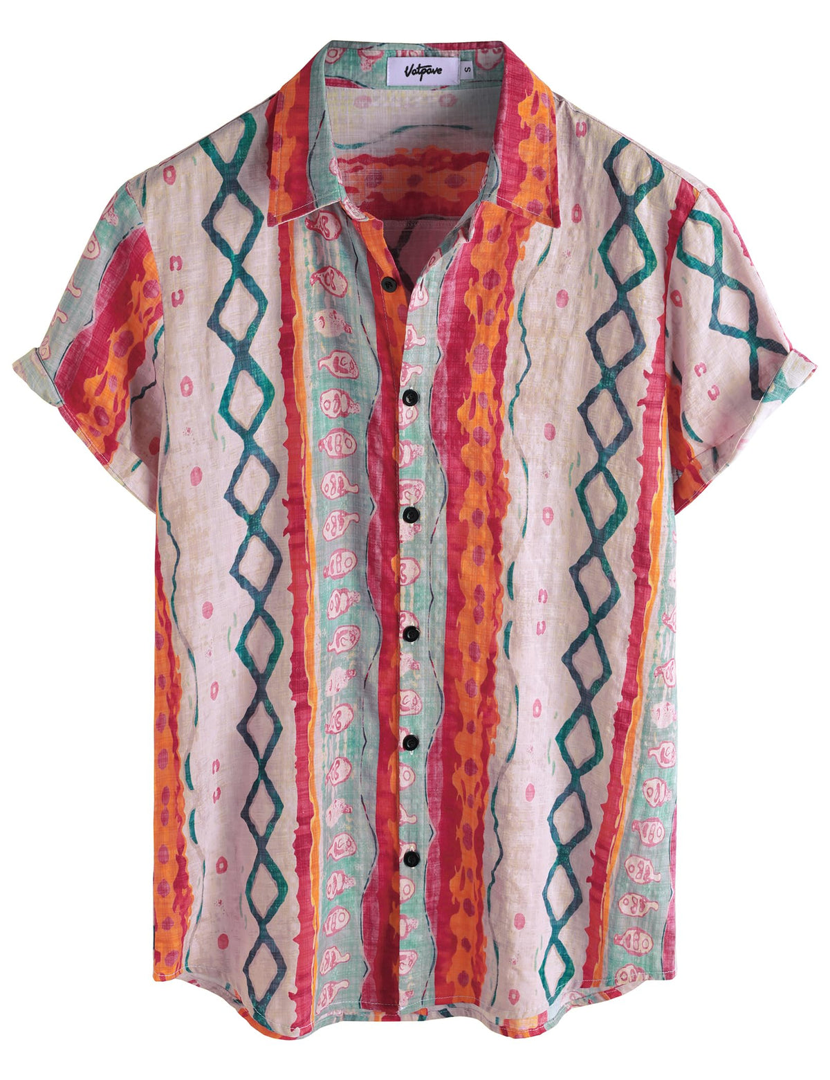 VATPAVE Mens Short Sleeve Button Down Shirts Summer Hawaiian Shirt | Casual Beach Resort Wear, Vintage, Floral Flower Tropical Print, Regular Fit, Holiday, Vacation, Country Concert