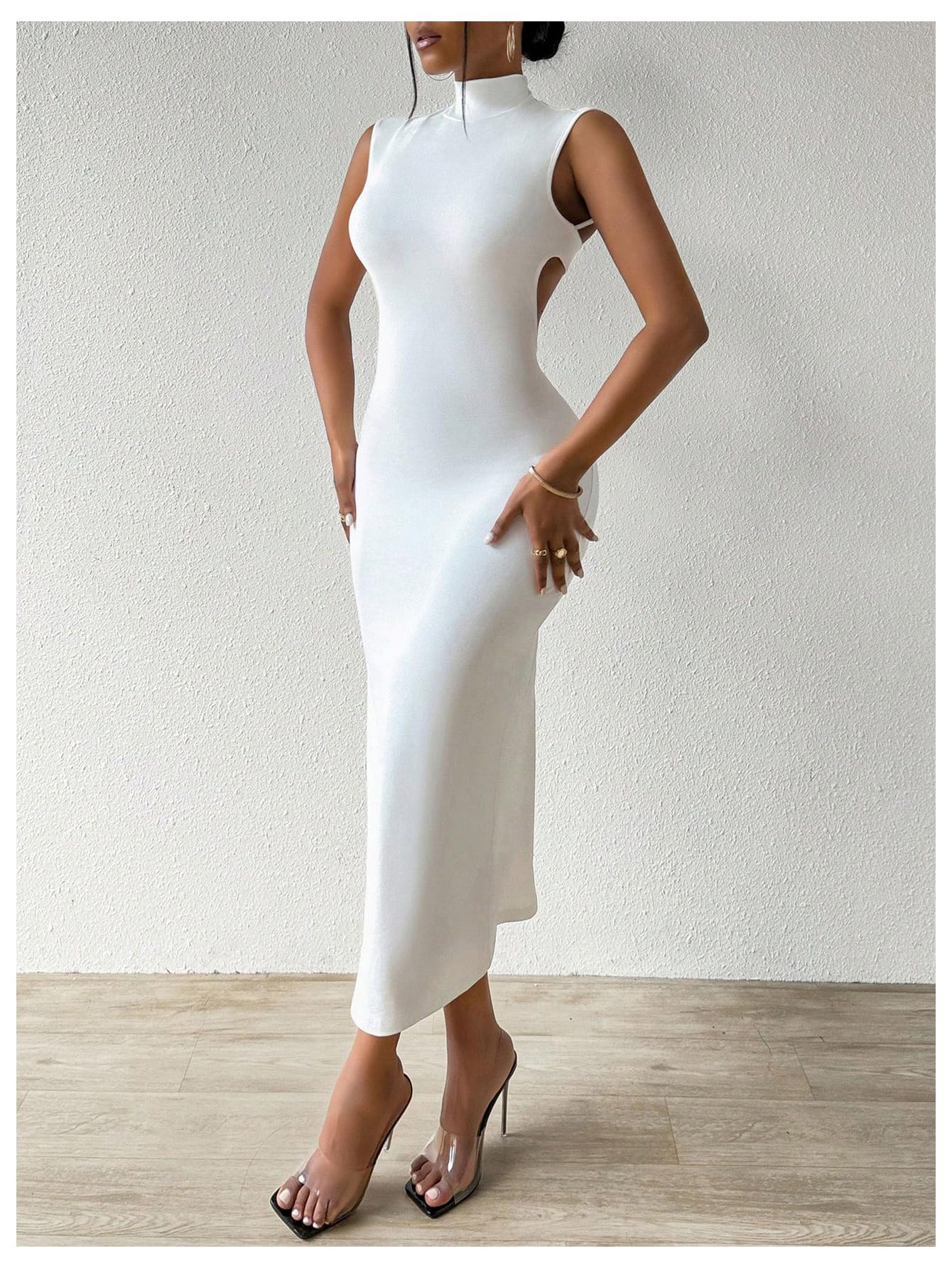 GORGLITTER Women's Sexy Backless Cocktail Club Night Going Out Maxi Dresses | Birthday Tea Party Outfits, Bodycon Dress for Women, Date Night, Dinner Clubbing Dresses