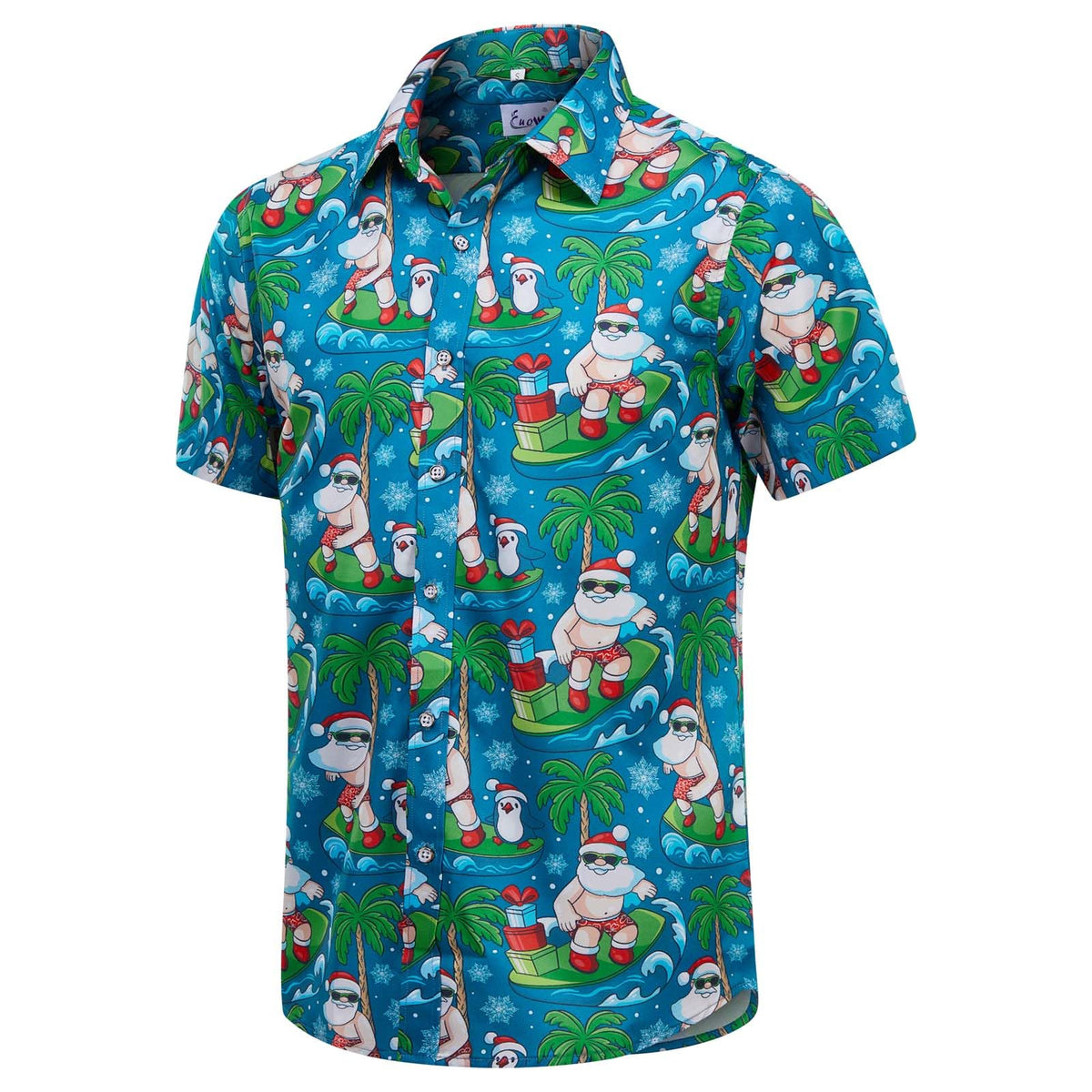 EUOW Men's Hawaiian Shirt Short Sleeve Printed Button Down Beach Shirts