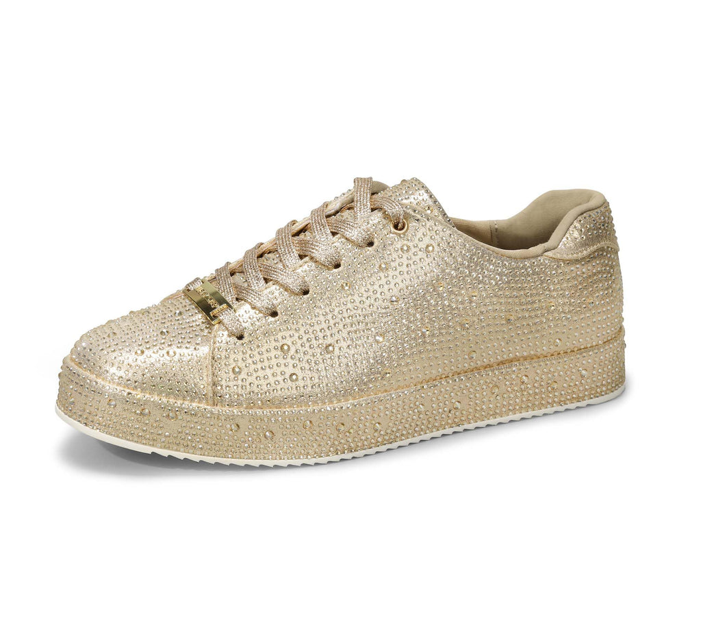 LUCKY STEP Women's Platform Rhinestone Sneakers | Sparkly Fashion Glitter Material|Sparkle Bling Bedazzled|Wedding Bridal Shiny Shoes