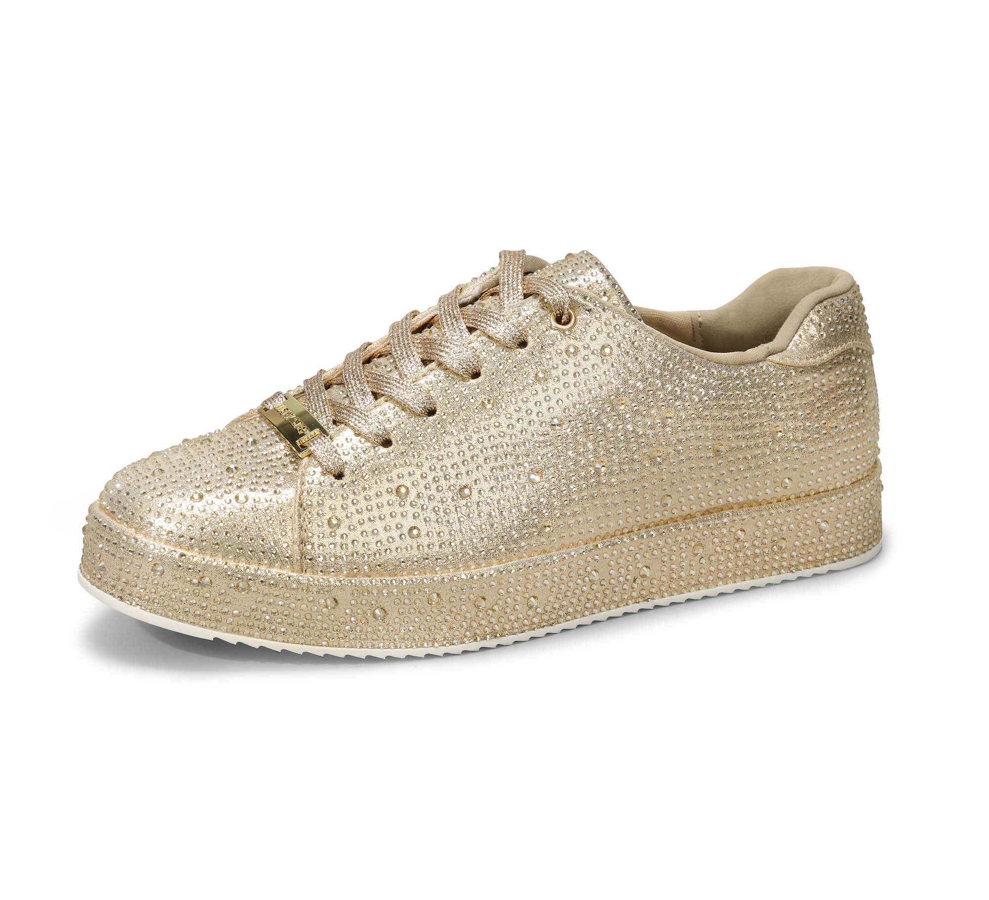 LUCKY STEP Women's Platform Rhinestone Sneakers | Sparkly Fashion Glitter Material|Sparkle Bling Bedazzled|Wedding Bridal Shiny Shoes