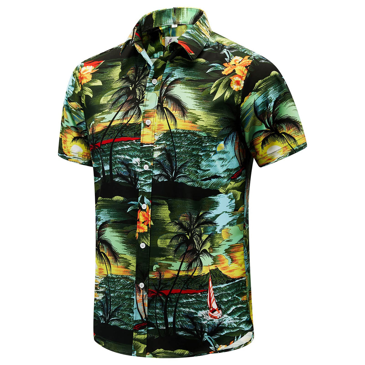 EUOW Men's Hawaiian Shirt Short Sleeve Printed Button Down Beach Shirts