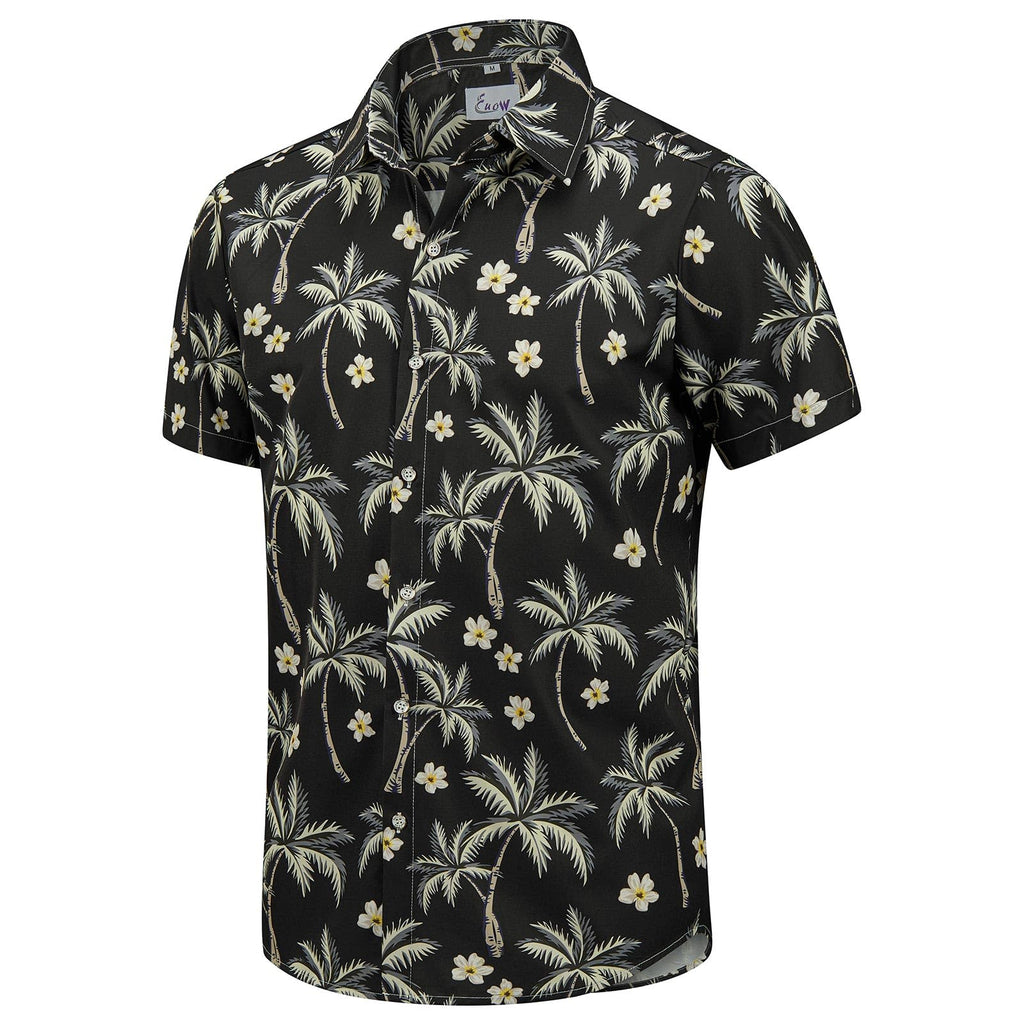 EUOW Men's Hawaiian Shirt Short Sleeve Printed Button Down Beach Shirts