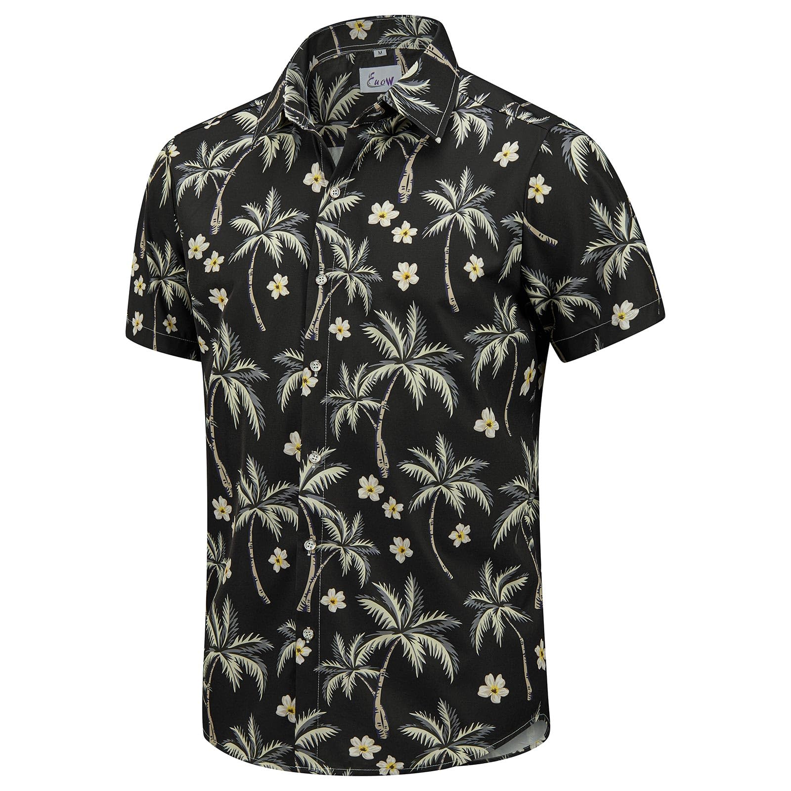 EUOW Men's Hawaiian Shirt Short Sleeve Printed Button Down Beach Shirts