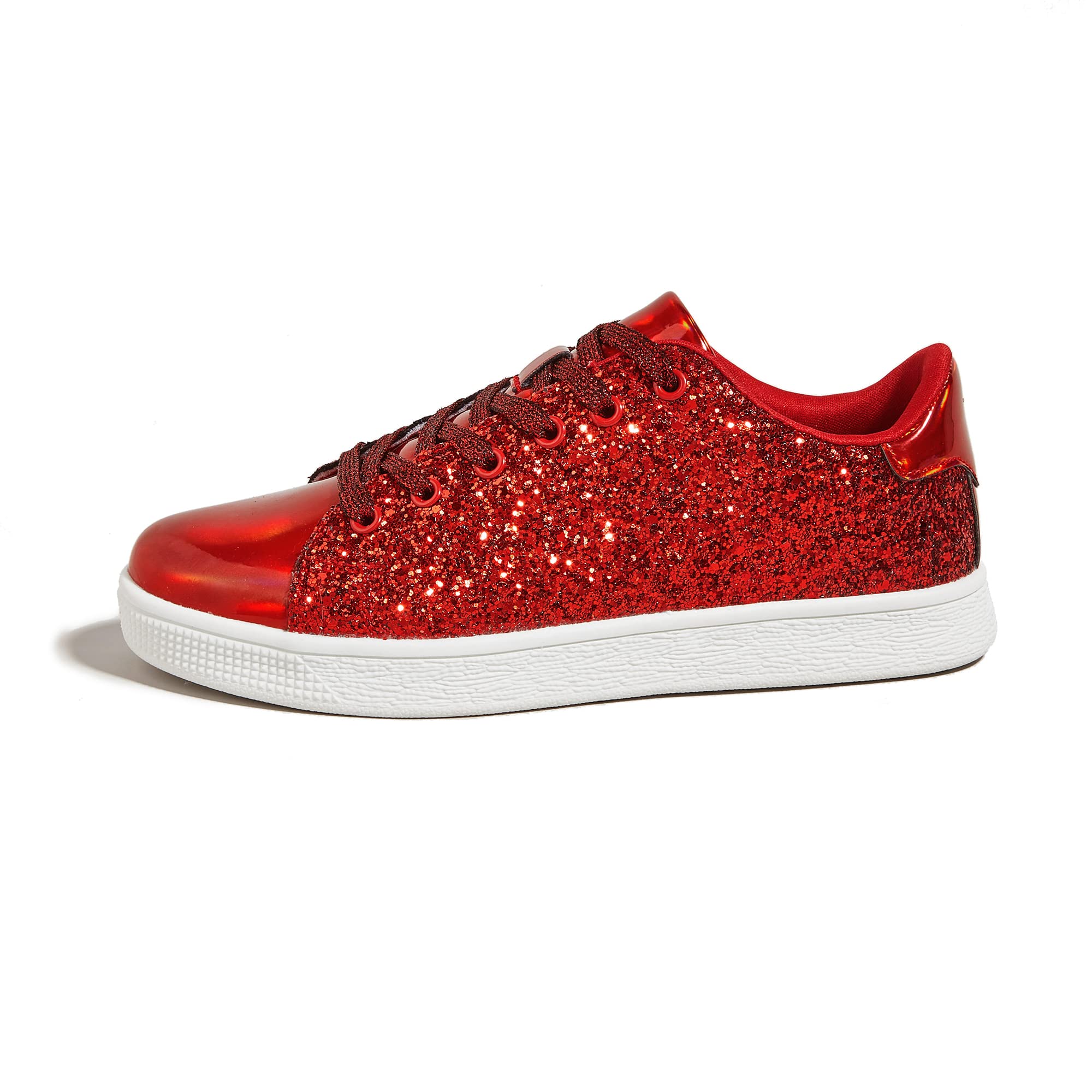 LUCKY STEP Women's Sparkly Glitter Shoes Bling Shiny | Sparkle Bedazzled Fashion Sneaker for Walking Wedding | Dressy Versatile Casual Style