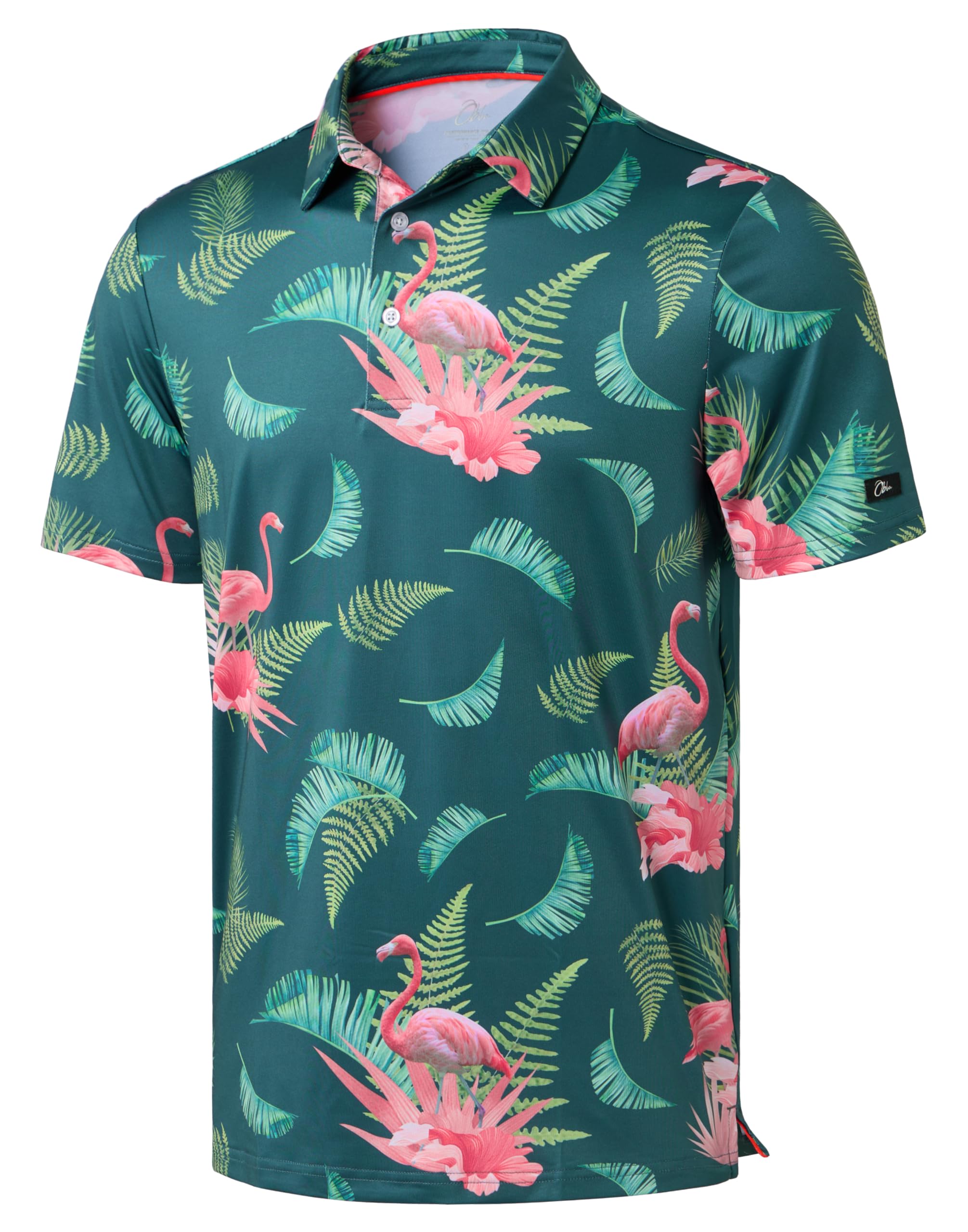 Obla Men's Golf Polo Shirts Print Short Sleeve Dry Fit Collared Shirt | Moisture Wicking, Performance, Lightweight, Casual, Polo Shirts for Men