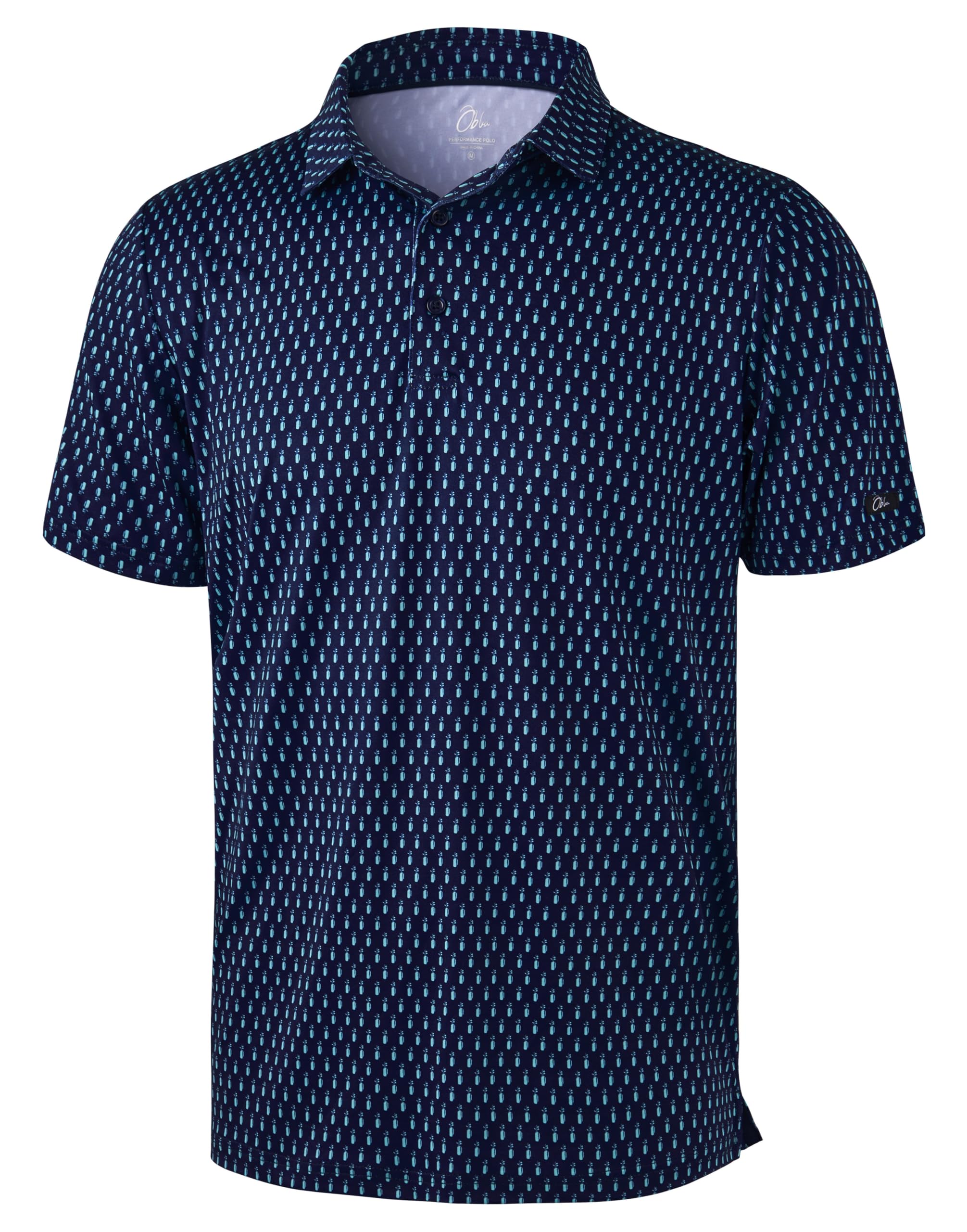 Obla Men's Golf Polo Shirts Print Short Sleeve Dry Fit Collared Shirt | Moisture Wicking, Performance, Lightweight, Casual, Polo Shirts for Men