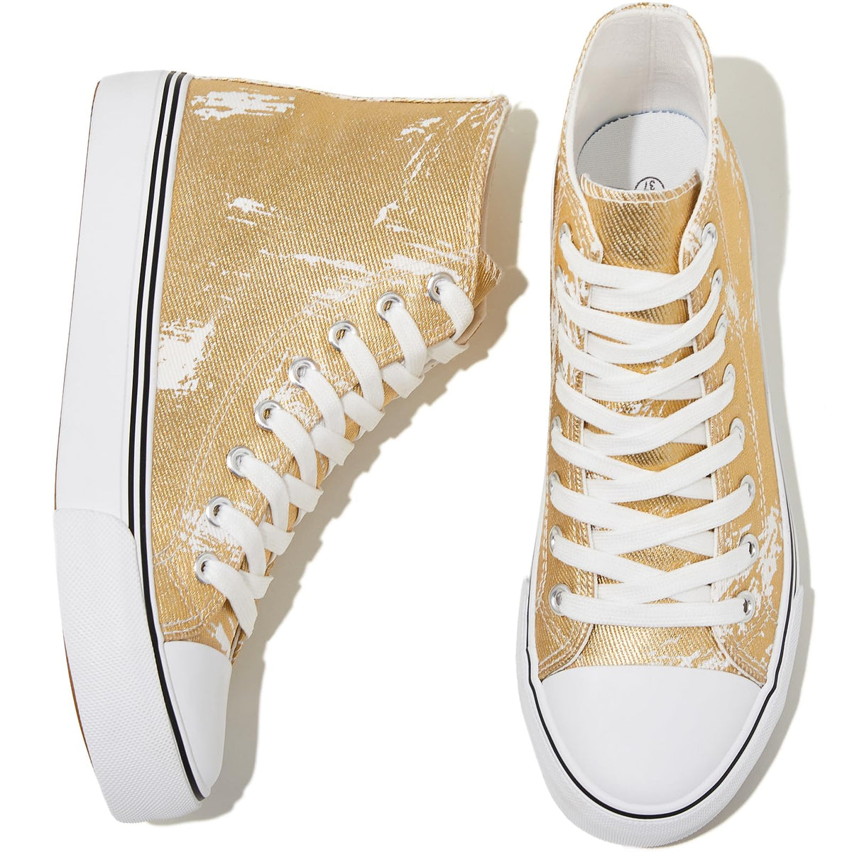 kufeiti Women's High Top Canvas Sneakers Casual Walking Shoes | embroidered,breathable canvas upper,lace up high top,non slip,easy match