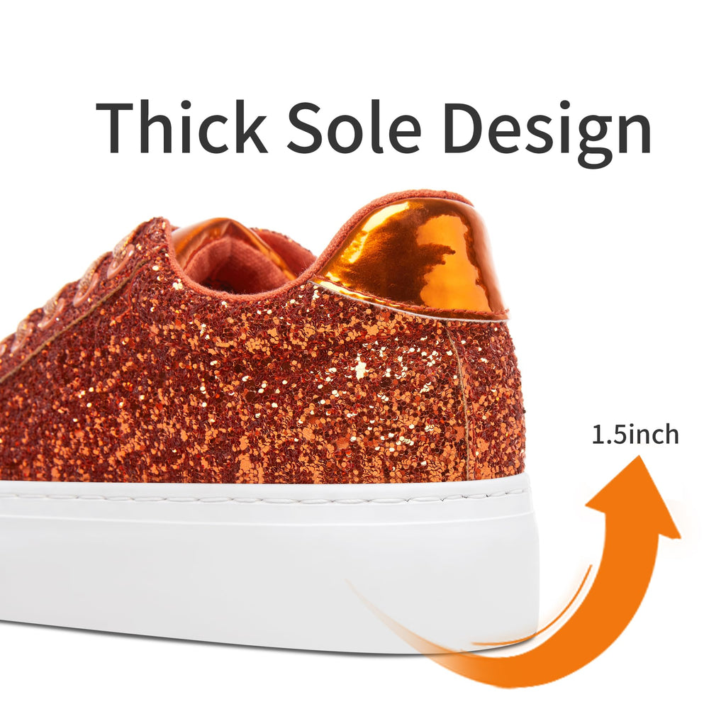 Jeekopeg Glitter Platform Sneakers Women Casual Sequin Sparkly Shoes Bling Thick Sole Walking Shoes Shiny Sequin Wedding Sneakers for Lady