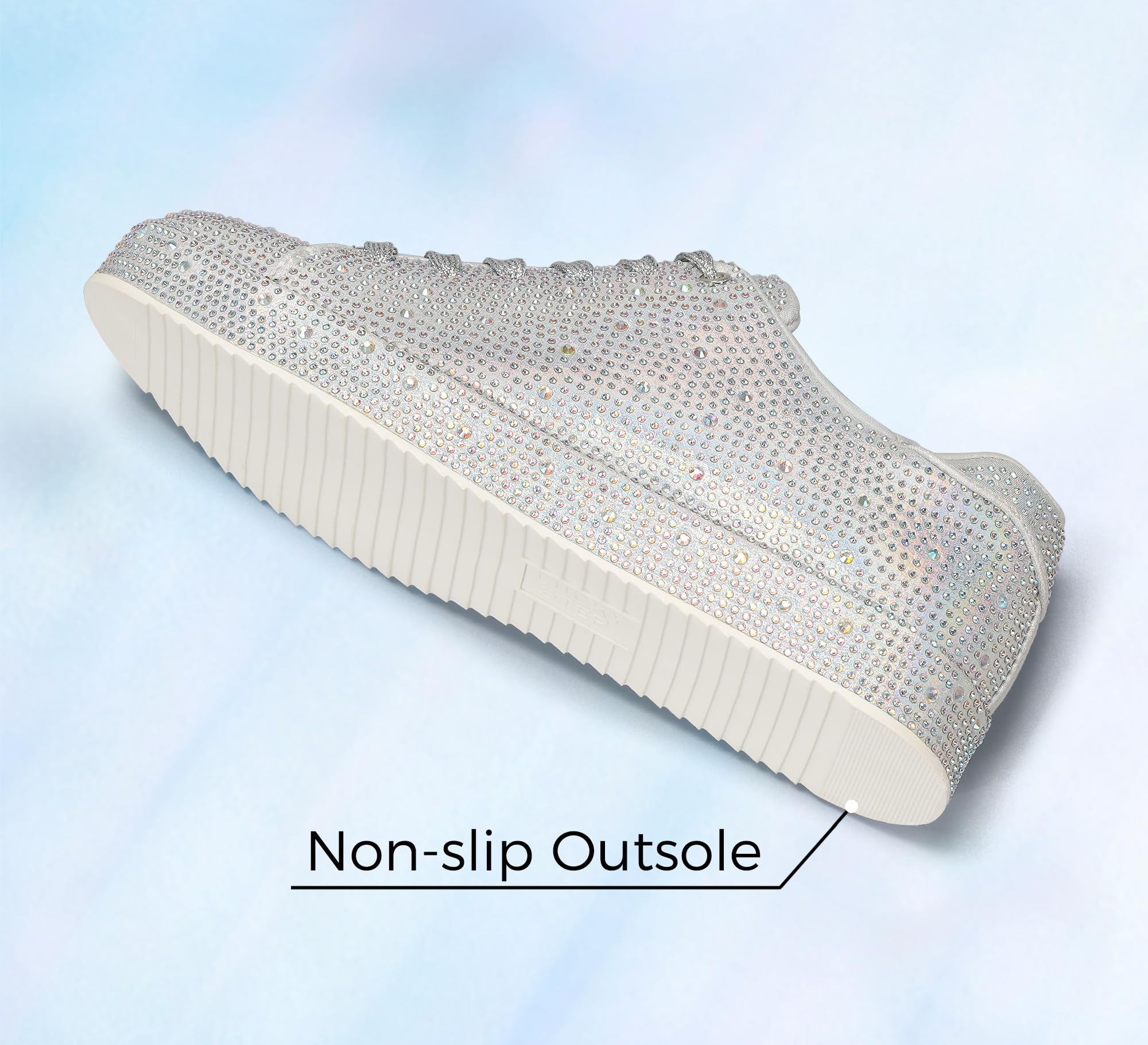 LUCKY STEP Women's Platform Rhinestone Sneakers | Sparkly Fashion Glitter Material|Sparkle Bling Bedazzled|Wedding Bridal Shiny Shoes