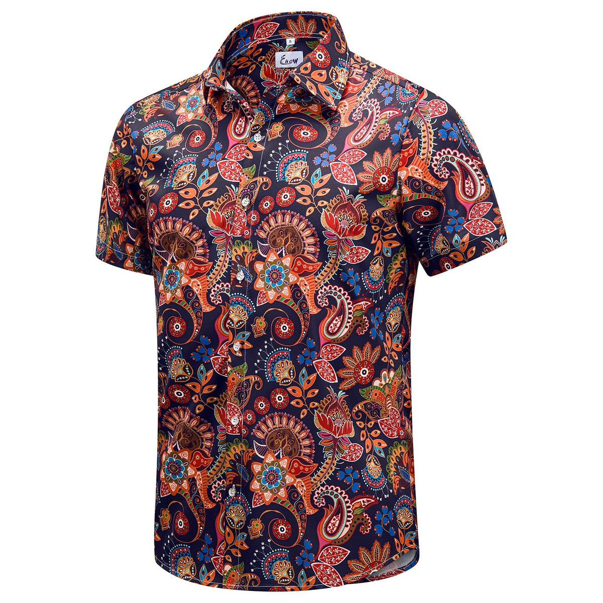 EUOW Men's Hawaiian Shirt Short Sleeve Printed Button Down Beach Shirts