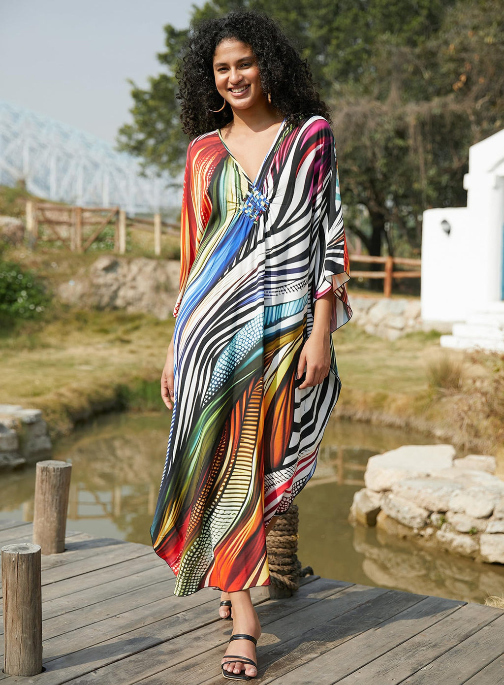 Yanziliu Kaftan Dress for Women,Plus Size Hawaiian Batwing Sleeve Beach Cover Up Summer Swimsuit Dresses