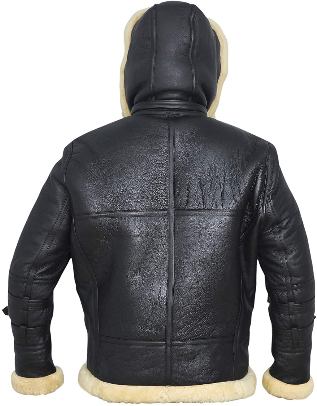 B3 Bomber Jacket with Real Shearling and Removable Hood – Black