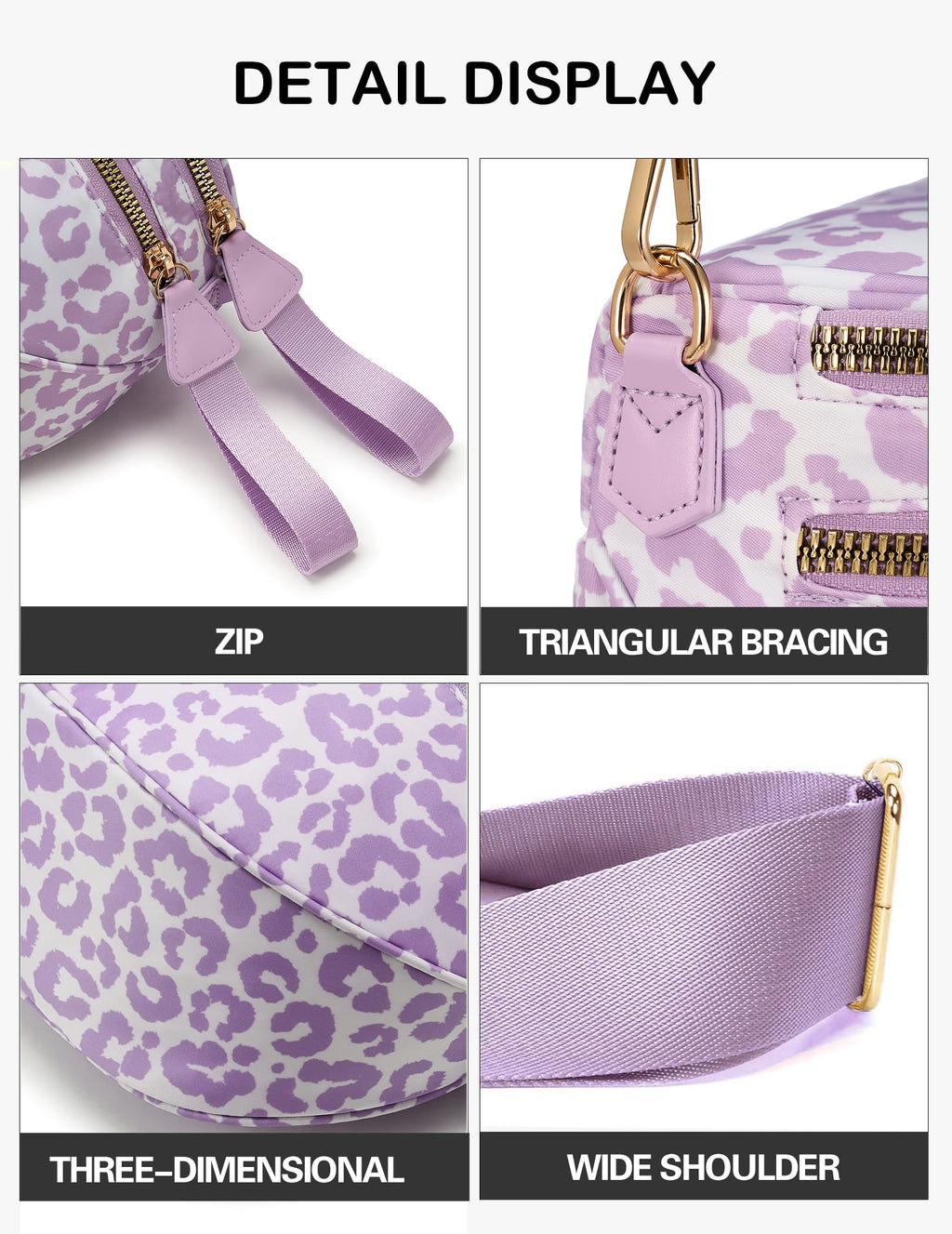 FEIBOON Spacious Nylon Crossbody Bag Bum Bag Handbags Wallets Purses Trendy Shoulder Bag for Women
