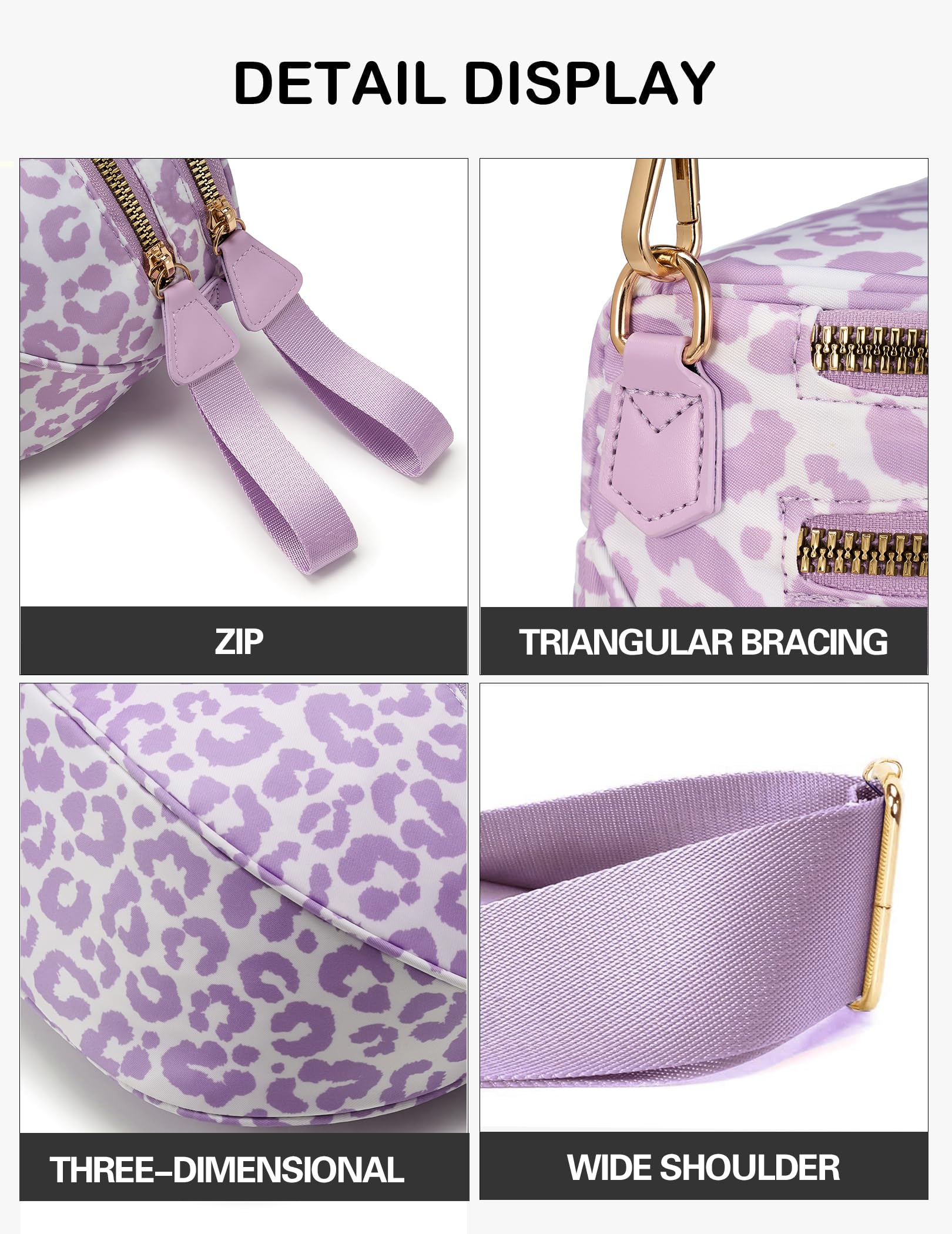 FEIBOON Spacious Nylon Crossbody Bag Bum Bag Handbags Wallets Purses Trendy Shoulder Bag for Women
