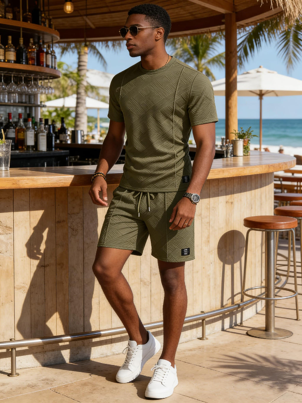 UOUA Men's Shorts Set 2 Piece Summer Outfits Casual Vacation Tracksuits