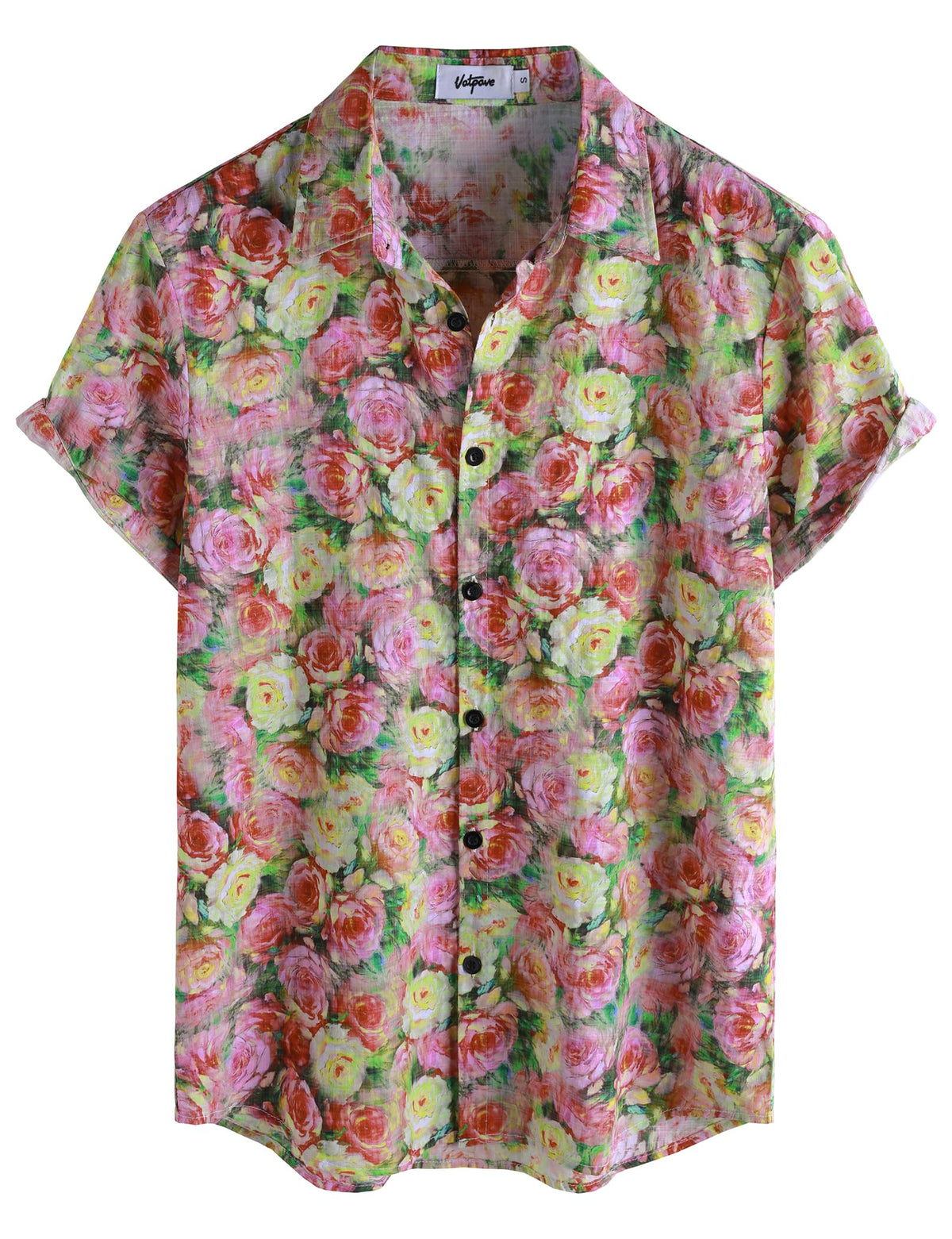 VATPAVE Mens Casual Hawaiian Shirt Short Sleeve Button Down Beach Shirts | Travel, Floral, Print, Vintage, Boho, Hippie, Lightweight, Breathable, Summer, Tropical, Vacation, Festival, Rave, Resort